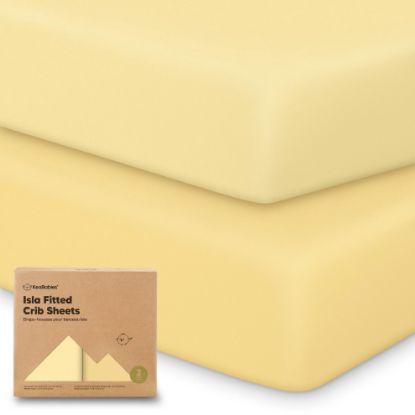 Picture of 2-Pack Crib Sheets for Boys,Girls - Viscose Derived from Bamboo Fitted Crib Sheet, Organic Baby Crib Sheets, Crib Mattress Sheet, Toddler Bed Sheets, Baby Sheets for Crib Fitted Sheets (Sunshine)