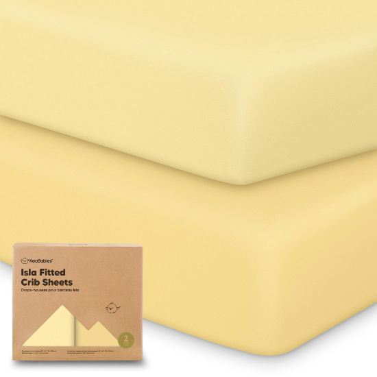 Picture of 2-Pack Crib Sheets for Boys,Girls - Viscose Derived from Bamboo Fitted Crib Sheet, Organic Baby Crib Sheets, Crib Mattress Sheet, Toddler Bed Sheets, Baby Sheets for Crib Fitted Sheets (Sunshine)