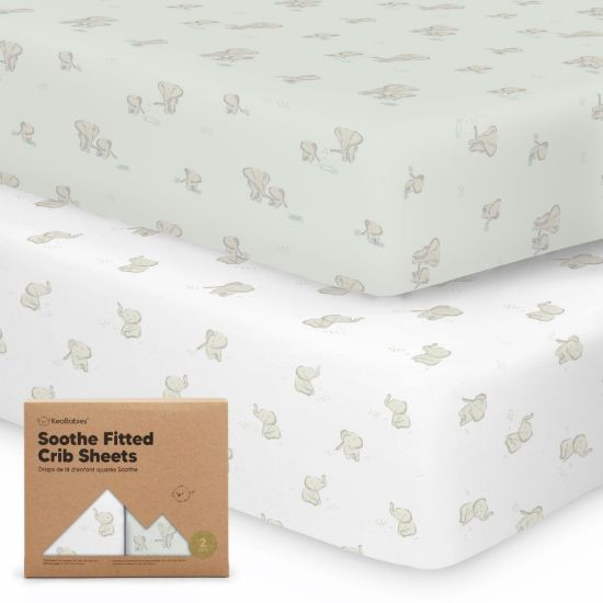 Picture of KeaBabies 2-Pack Organic Crib Sheets for Boys, Girls - 52x28 Fitted Crib Mattress Sheet Neutral, Breathable Jersey Cotton Cover for Baby Bed, Toddler Mattress, Soft & Cute Prints (Elly)