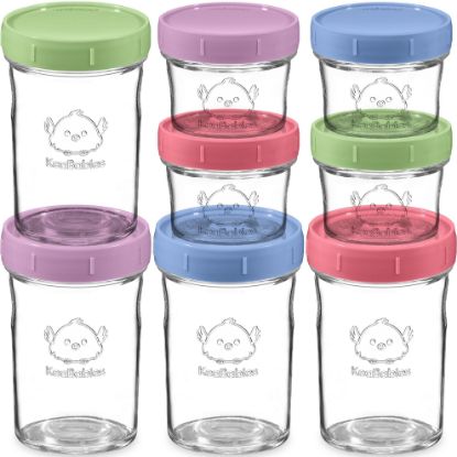 Picture of KeaBabies 4pk 8oz & 4pk 4oz Glass Baby Food Containers with Lids - Leak-Proof, Microwavable Small Glass Jars, Baby Purees & Toddler Snack Storage Containers, BPA-Free, Dishwasher & Freezer Safe (Nord)