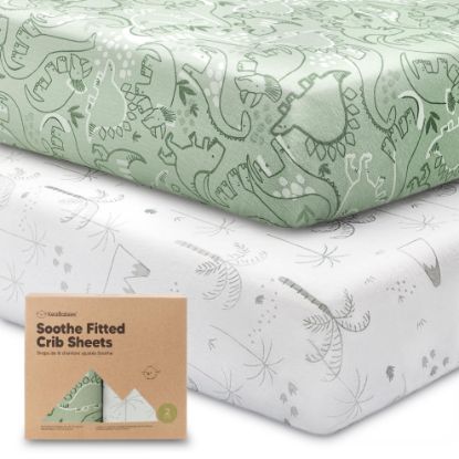Picture of KeaBabies 2-Pack Organic Crib Sheets for Boys, Girls - Fitted Crib Mattress Sheet Neutral, Breathable Jersey Cotton Cover for Baby Bed, Toddler Mattress, Soft & Cute Prints (DinoDood)