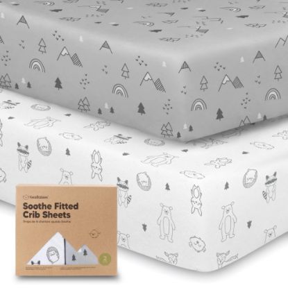Picture of KeaBabies 2-Pack Organic Crib Sheets for Boys, Girls - 52x28 Fitted Crib Mattress Sheet Neutral, Breathable Jersey Cotton Cover for Baby Bed, Toddler Mattress, Soft & Cute Prints (Woodland)