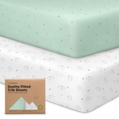Picture of KeaBabies 2-Pack Organic Crib Sheets for Boys, Girls - Fitted Crib Mattress Sheet Neutral, Breathable Jersey Cotton Cover for Baby Bed, Toddler Mattress, Soft & Cute Prints (Bunnies)
