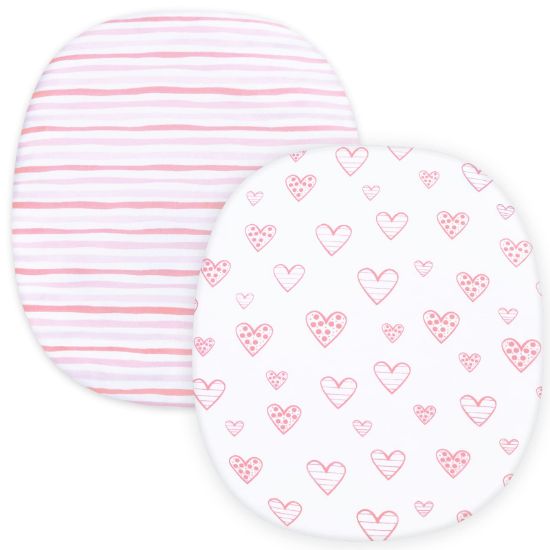 Picture of Bassinet Fitted Sheets Compatible with Graco Pack 'n Play Close2Baby Bassinet/Graco Pack ‘n-Play Dome LX Bassinet(not playard), 2 Pack, 100% Jersey Knit Cotton Fitted Sheets, Pink Print for Baby