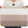 Picture of OIAHOMY Cotton Rope Basket, Rectangle Woven Baskets for Storage, Nursery Blanket Basket Living Room, Toy Basket With Handle, Baskets for Organizing-17.7”x13.8”x11”-Gradient Yellow