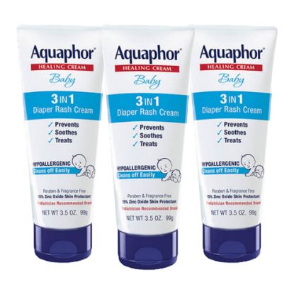 Picture of Aquaphor Baby Diaper Rash Cream, 3-in-1 Diaper Rash Relief, 3.5 Oz Tube, (Pack of 3)