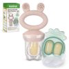 Picture of Haakaa Baby Fruit Food Feeder & Mini Freezer Nibble Tray Combo, Breastmilk Popsicle Molds for Baby Cooling Relief, BPA Free Silicone Feeder for Safe Infant Self Feeding, 4 Month+ (Blush)