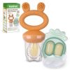 Picture of Haakaa Baby Fruit Food Feeder & Mini Freezer Nibble Tray Combo, Breastmilk Popsicle Molds for Baby Cooling Relief, BPA Free Silicone Feeder for Safe Infant Self Feeding, 4 Month+ (Pumpkin)