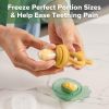 Picture of Haakaa Baby Fruit Food Feeder & Mini Freezer Nibble Tray Combo, Breastmilk Popsicle Molds for Baby Cooling Relief, BPA Free Silicone Feeder for Safe Infant Self Feeding, 4 Month+ (Mustard)