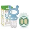 Picture of Haakaa Baby Fruit Food Feeder & Mini Freezer Nibble Tray Combo, Breastmilk Popsicle Molds for Baby Cooling Relief, BPA Free Silicone Feeder for Safe Infant Self Feeding, 4 Month+ (Sky Blue)