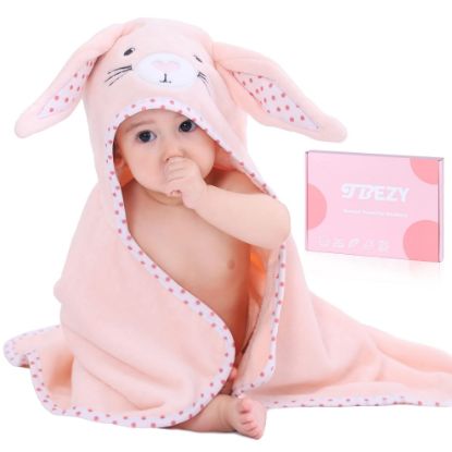 Picture of TBEZY Baby Hooded Towel with Unique Animal Design Ultra Soft Thick Cotton Bath Towel for Newborn (Bunny)