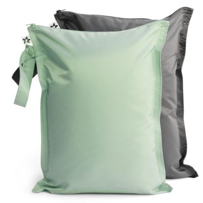 Picture of Tiny Twinkle Mess-proof Waterproof Wet Dry Bag | 2 Pack Reusable for Swimsuits, Gym & Baby Clothes | Leakproof Wet Clothes Bag, Beach Travel Essentials (Sage, Charcoal)