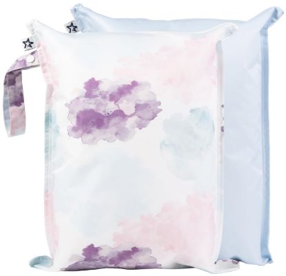 Picture of Tiny Twinkle MESS-proof Waterproof Wet Dry Bag | 2 Pack Reusable for Swimsuits, Gym & Baby Clothes | Leakproof Wet Clothes Bag, Beach Travel Essentials (Cotton Candy)
