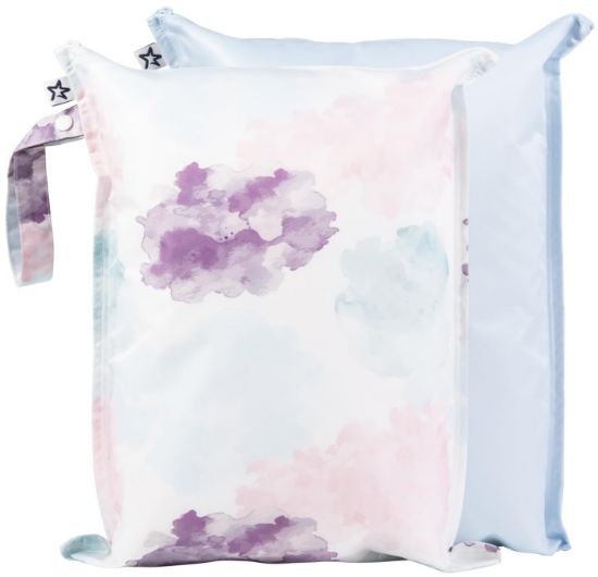 Picture of Tiny Twinkle MESS-proof Waterproof Wet Dry Bag | 2 Pack Reusable for Swimsuits, Gym & Baby Clothes | Leakproof Wet Clothes Bag, Beach Travel Essentials (Cotton Candy)