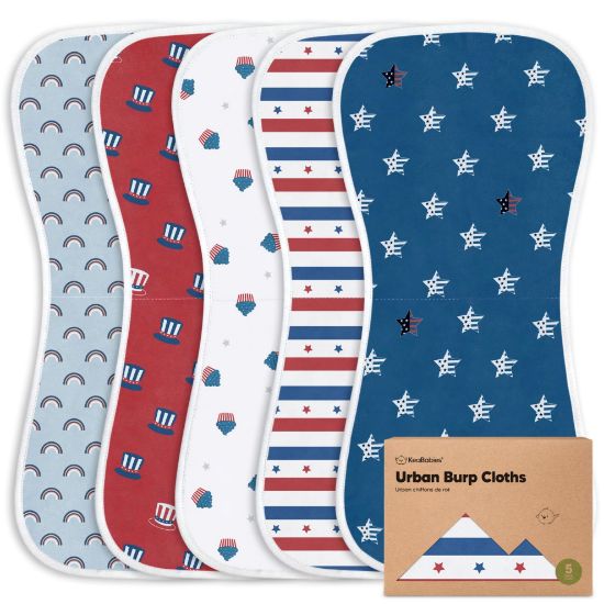 Picture of Organic Burp Cloths Baby Boy & Girl - 5-Pack Super Absorbent Cotton Burping Cloths for Babies, Soft & Plush Newborn Spit Up Rags, Infant Towels for Milk Spit Up, Unisex, Large 21" x 10" (U.S.A)