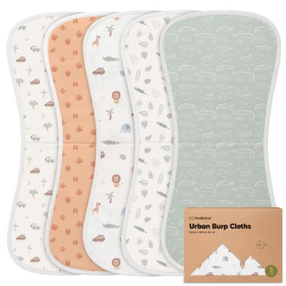 Picture of Organic Burp Cloths Baby Boy & Girl - 5-Pack Super Absorbent Cotton Burping Cloths for Babies, Soft & Plush Newborn Spit Up Rags, Infant Towels for Milk Spit Up, Unisex, Large 21" x 10" (Wilderness)