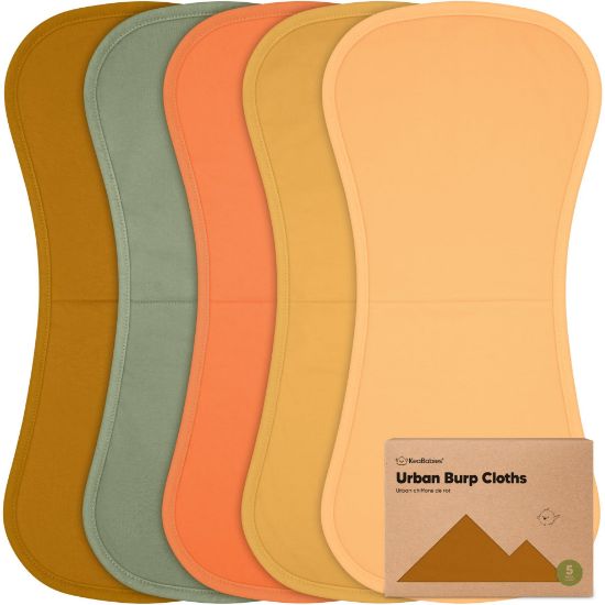Picture of Organic Burp Cloths for Baby Boys and Girls - 5-Pack Super Absorbent Burping Cloth, Burp Clothes, Soft & Plush, Newborn Milk Spit Up Rags, Burpy Cloth Bib for Unisex, Burping Rags (Phase)