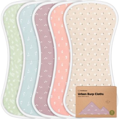 Picture of Organic Burp Cloths Baby Boy & Girl - 5-Pack Super Absorbent Cotton Burping Cloths for Babies, Soft & Plush Newborn Spit Up Rags, Infant Towels for Milk Spit Up, Unisex, Large 21" x 10" (Blooms)