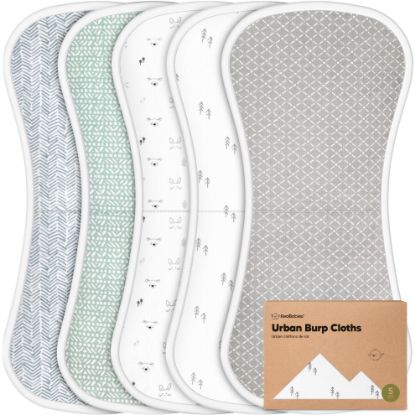 Picture of Organic Burp Cloths Baby Boy & Girl - 5-Pack Super Absorbent Cotton Burping Cloths for Babies, Soft & Plush Newborn Spit Up Rags, Infant Towels for Milk Spit Up, Unisex, Large 21" x 10" (Nordic)
