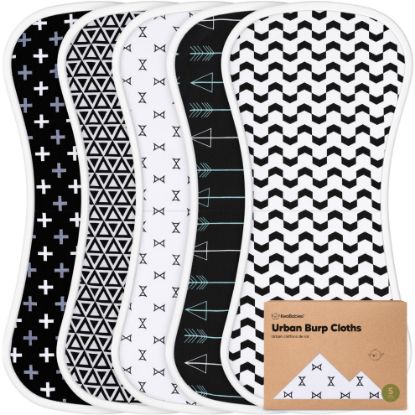 Picture of Organic Burp Cloths Baby Boy & Girl - 5-Pack Super Absorbent Cotton Burping Cloths for Babies, Soft & Plush Newborn Spit Up Rags, Infant Towels for Milk Spit Up, Unisex, Large 21" x 10" (MONOS)