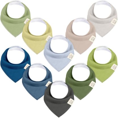 Picture of 10-Pack Organic Baby Bandana Bibs for Girls - Super Absorbent Triangle Baby Bibs for Drooling and Teething Infant, 100% Cotton Extra Soft for Newborn, Infant 0-36 Months (Brave)