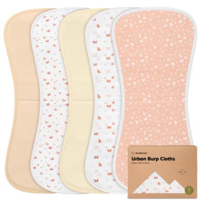 Picture of Organic Burp Cloths Baby Boy & Girl - 5-Pack Super Absorbent Cotton Burping Cloths for Babies, Soft & Plush Newborn Spit Up Rags, Infant Towels for Milk Spit Up, Unisex, Large 21" x 10" (Butterflies)