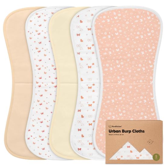 Picture of Organic Burp Cloths Baby Boy & Girl - 5-Pack Super Absorbent Cotton Burping Cloths for Babies, Soft & Plush Newborn Spit Up Rags, Infant Towels for Milk Spit Up, Unisex, Large 21" x 10" (Butterflies)