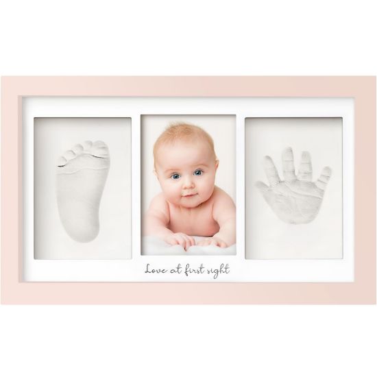 Picture of Baby Hand and Footprint Kit - Clay Handprint Keepsake Frame, Newborn Nursery Picture Frame, Personalized New Mom Gifts for Baby Shower & Registry (Petal Pink)
