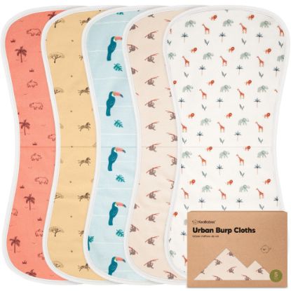 Picture of Organic Burp Cloths for Baby Boys and Girls - 5-Pack Super Absorbent Burping Cloth, Burp Clothes, Soft & Plush, Newborn Milk Spit Up Rags, Burpy Cloth Bib for Unisex, Burping Rags (Wildscape)