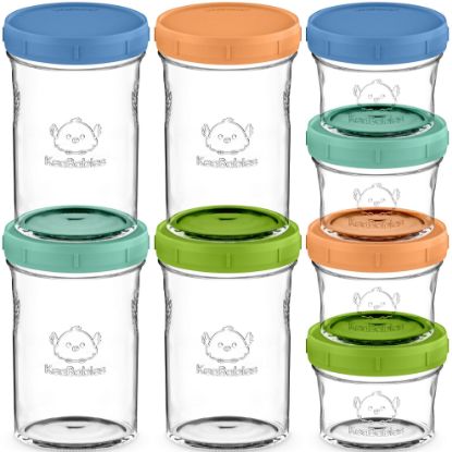 Picture of KeaBabies 4pk 8oz & 4pk 4oz Glass Baby Food Containers with Lids - Leak-Proof, Microwavable Small Glass Jars, Baby Purees & Toddler Snack Storage Containers, BPA-Free, Dishwasher & Freezer Safe (Kea)