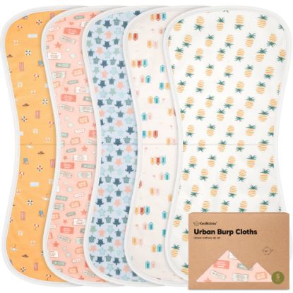 Picture of Organic Burp Cloths Baby Boy & Girl - 5-Pack Super Absorbent Cotton Burping Cloths for Babies, Soft & Plush Newborn Spit Up Rags, Infant Towels for Milk Spit Up, Unisex, Large 21" x 10" (Beach Day)