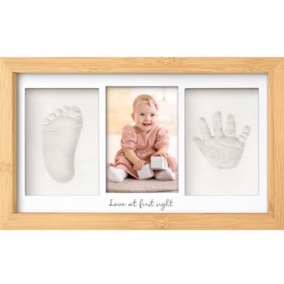Picture of Baby Hand and Footprint Kit - Clay Handprint Keepsake Frame, Newborn Nursery Picture Frame, Personalized New Mom Gifts for Baby Shower & Registry (Bamboo)