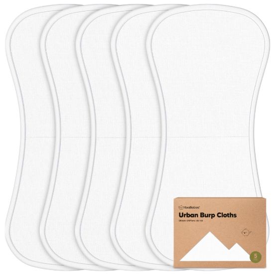 Picture of Organic Burp Cloths Baby Boy & Girl - 5-Pack Super Absorbent Cotton Burping Cloths for Babies, Soft & Plush Newborn Spit Up Rags, Infant Towels for Milk Spit Up, Unisex, Large 21" x 10" (Soft White)
