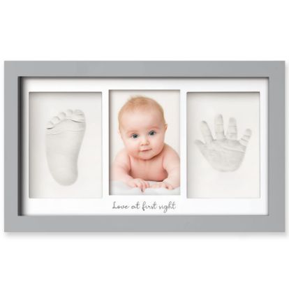 Picture of Baby Hand and Footprint Kit - Clay Handprint Keepsake Frame, Newborn Nursery Picture Frame, Personalized New Mom Gifts for Baby Shower & Registry (Cloud Gray)