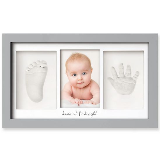 Picture of Baby Hand and Footprint Kit - Clay Handprint Keepsake Frame, Newborn Nursery Picture Frame, Personalized New Mom Gifts for Baby Shower & Registry (Cloud Gray)