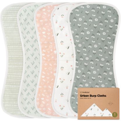 Picture of Organic Burp Cloths for Baby Boys and Girls - 5-Pack Super Absorbent Burping Cloth, Burp Clothes, Soft & Plush, Newborn Milk Spit Up Rags, Burpy Cloth Bib for Unisex, Burping Rags (Fleur)