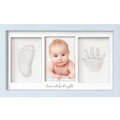 Picture of Baby Hand and Footprint Kit - Clay Handprint Keepsake Frame, Newborn Nursery Picture Frame, Personalized New Mom Gifts for Baby Shower & Registry (Mist Blue)