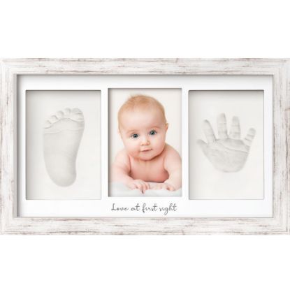 Picture of Baby Hand and Footprint Kit - Clay Handprint Keepsake Frame, Newborn Nursery Picture Frame, Personalized New Mom Gifts for Baby Shower & Registry (Vintage White)