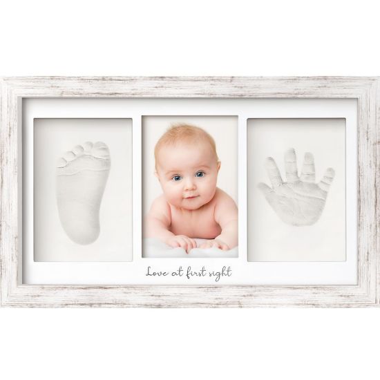Picture of Baby Hand and Footprint Kit - Clay Handprint Keepsake Frame, Newborn Nursery Picture Frame, Personalized New Mom Gifts for Baby Shower & Registry (Vintage White)