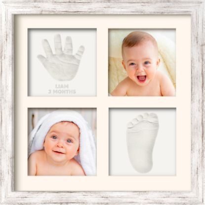 Picture of Baby Hand and Footprint Kit - Baby Footprint Kit, Clay Handprint Keepsake Frame, Nursery Picture Frame For Newborns, Personalized Gifts for Showers & Registry, Mother's Day Gifts (Vintage White)