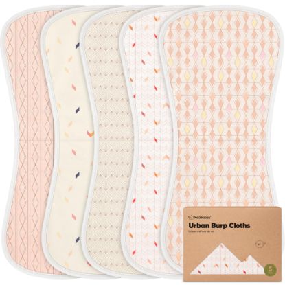 Picture of Organic Burp Cloths for Baby Boys & Girls - 5-Pack Super Absorbent Burping Rags, Soft & Plush, Newborn Milk Spit Up Rags, Unisex Burpy Cloth Bib (Prism)