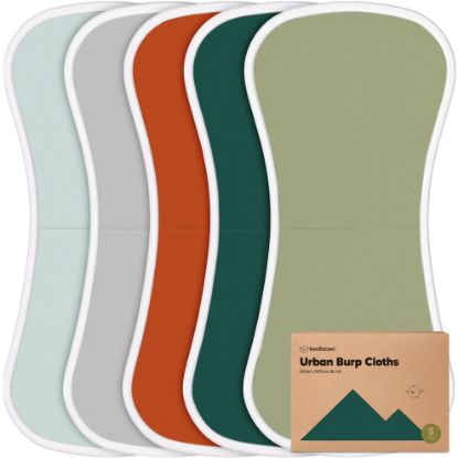 Picture of Organic Burp Cloths Baby Boy & Girl - 5-Pack Super Absorbent Cotton Burping Cloths for Babies, Soft & Plush Newborn Spit Up Rags, Infant Towels for Milk Spit Up, Unisex, Large 21" x 10" (Hunter)