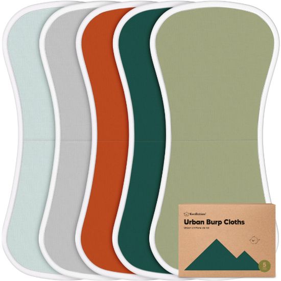 Picture of Organic Burp Cloths Baby Boy & Girl - 5-Pack Super Absorbent Cotton Burping Cloths for Babies, Soft & Plush Newborn Spit Up Rags, Infant Towels for Milk Spit Up, Unisex, Large 21" x 10" (Hunter)