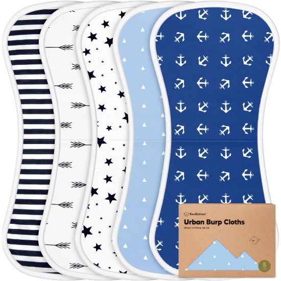 Picture of Organic Burp Cloths Baby Boy & Girl - 5-Pack Super Absorbent Cotton Burping Cloths for Babies, Soft & Plush Newborn Spit Up Rags, Infant Towels for Milk Spit Up, Unisex, Large 21" x 10" (Adventurer)