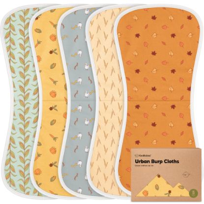 Picture of Organic Burp Cloths for Baby Boys and Girls - 5-Pack Super Absorbent Burping Cloth, Burp Clothes, Soft & Plush, Newborn Milk Spit Up Rags, Burpy Cloth Bib for Unisex, Burping Rags (Countryside)