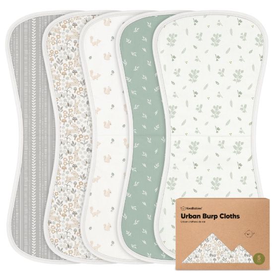 Picture of Organic Burp Cloths Baby Boy & Girl - 5-Pack Super Absorbent Cotton Burping Cloths for Babies, Soft & Plush Newborn Spit Up Rags, Infant Towels for Milk Spit Up, Unisex, Large 21" x 10" (Prairie)