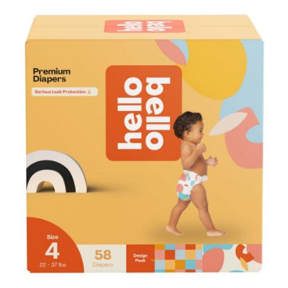 Picture of Hello Bello Premium Diapers Size 4, Honeysuckle Designs, 58ct Club Box, Hypoallergenic and Extra Absorbent