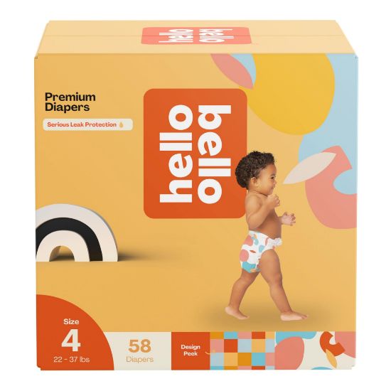 Picture of Hello Bello Premium Diapers Size 4, Honeysuckle Designs, 58ct Club Box, Hypoallergenic and Extra Absorbent