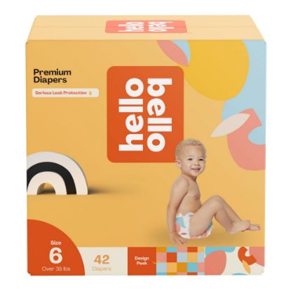 Picture of Hello Bello Premium Diapers Size 6, Honeysuckle Designs, 42ct Club Box, Hypoallergenic and Extra Absorbent