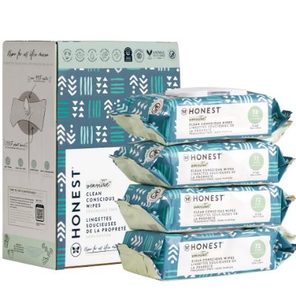 Picture of The Honest Company Clean Conscious Multi-Use Wipes | Hypoallergenic + Unscented for Sensitive Skin | Over 99% Water, Compostable, Plant Based, Baby Wipes | Balance Blues, 288 Count